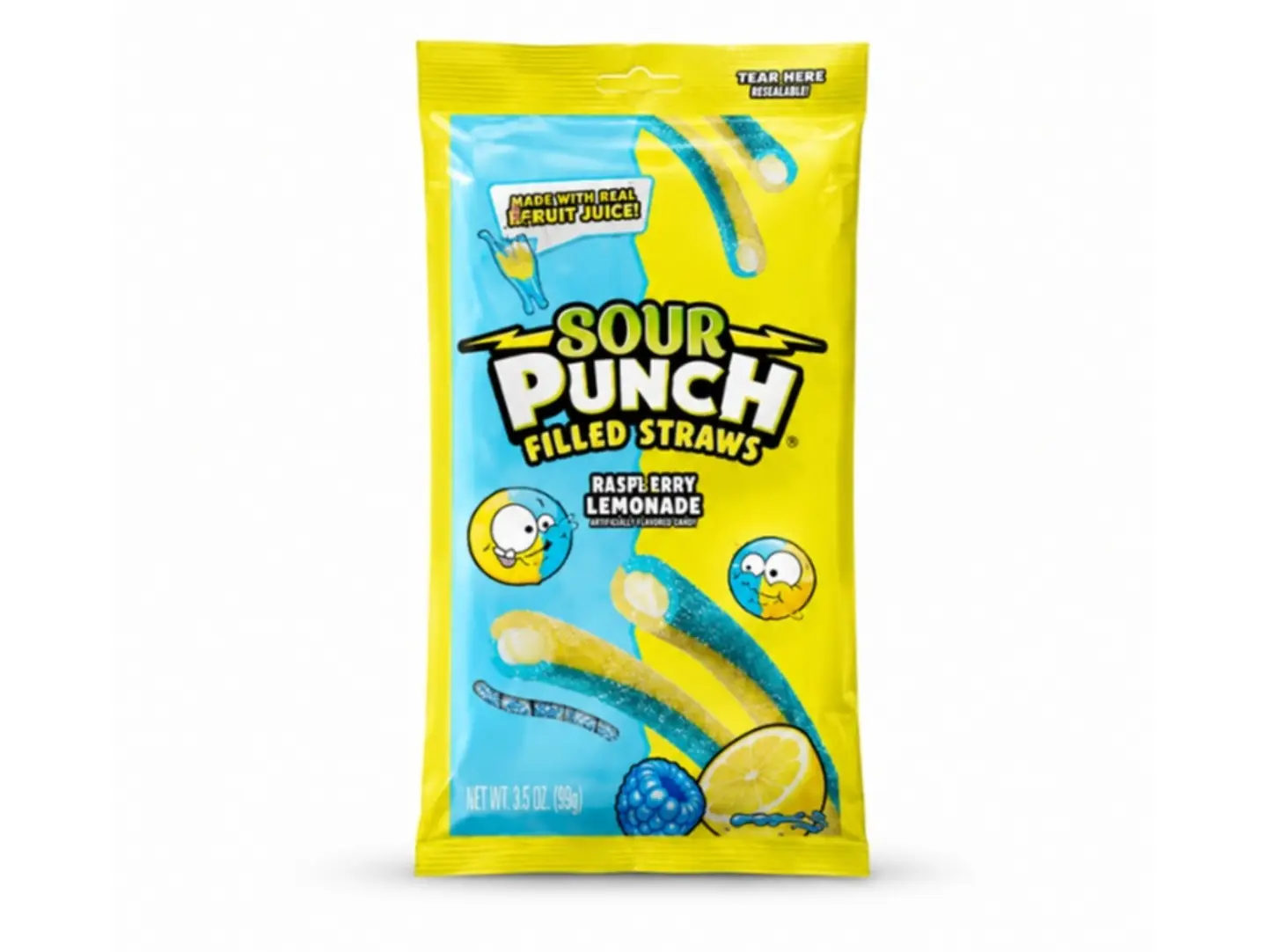 Sour Punch Filled Straws Blue Raz Lemonade