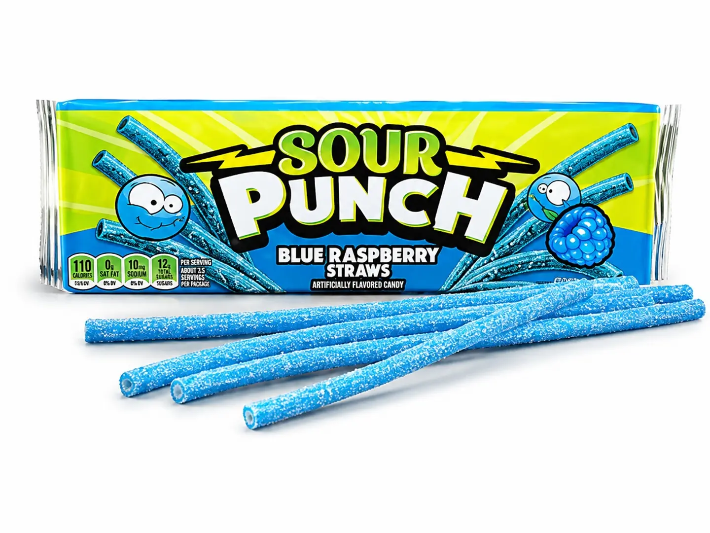 Sour Punch Blue Raspberry Straws 57g