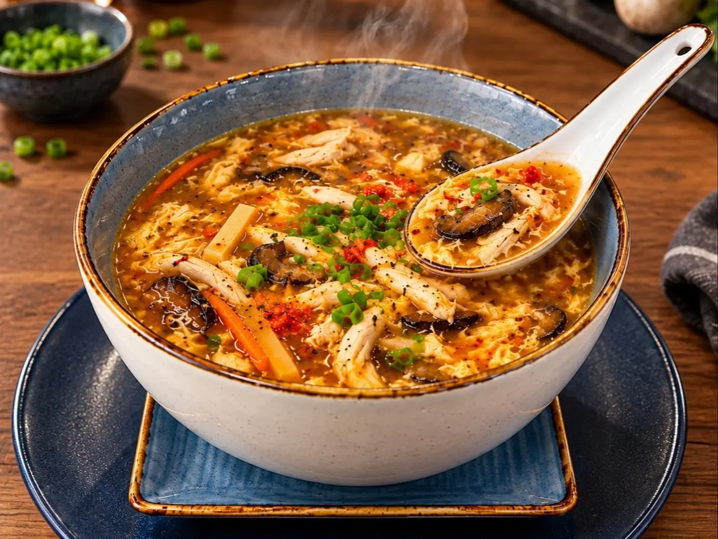 شوربة الدجاج الحامضة والحارة