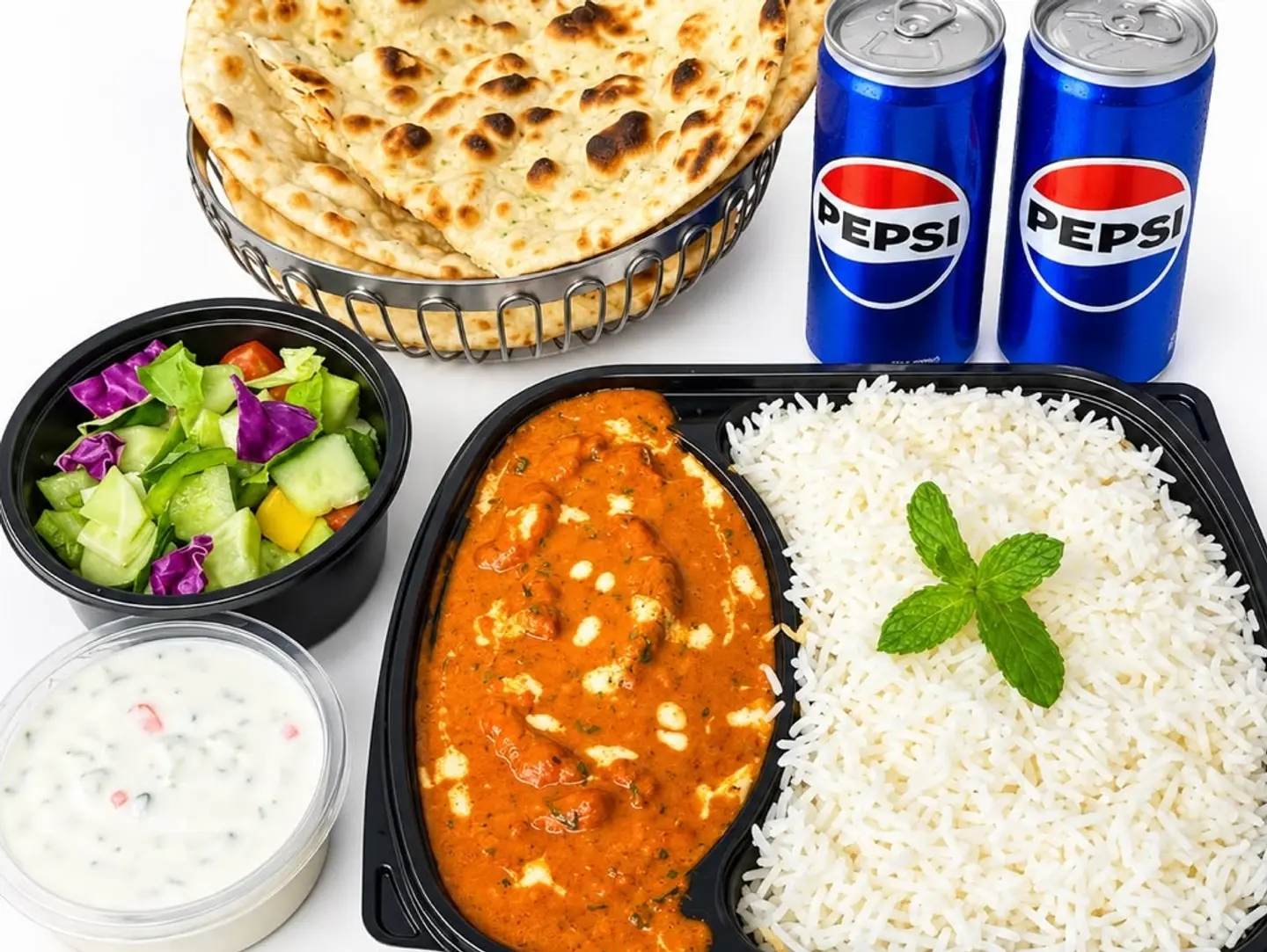 كومبو دجاج تيكا مع الأرز سادة