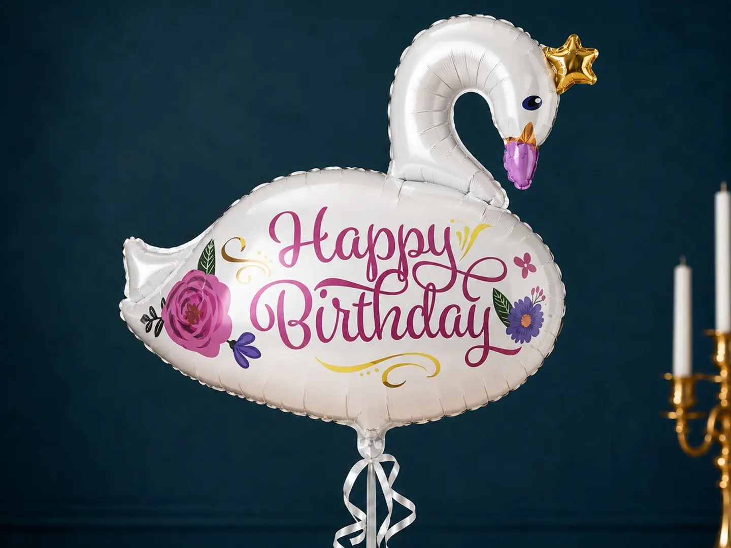 Swan Happy Birthday Balloon