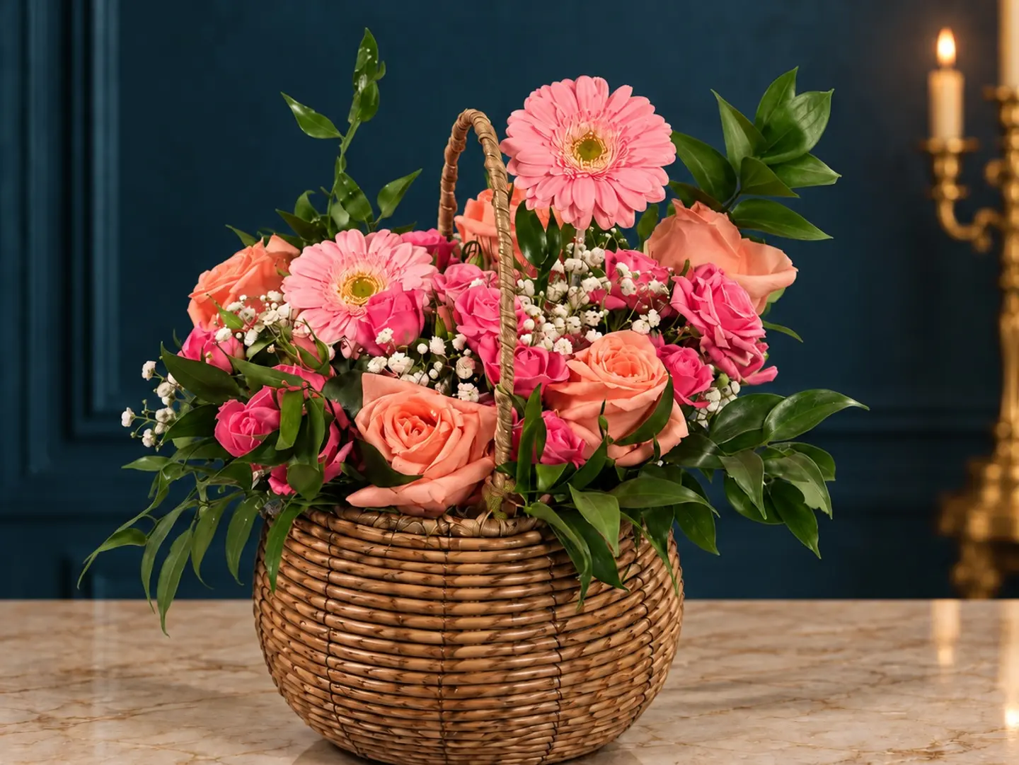 Rose And Gerbera Basket