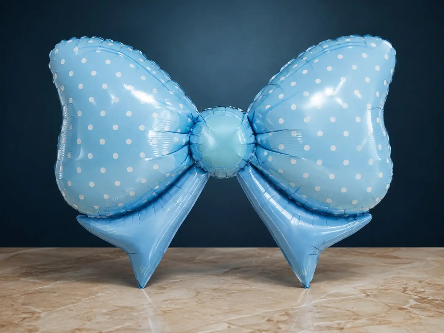 Blue Polka Dots Bow Balloon