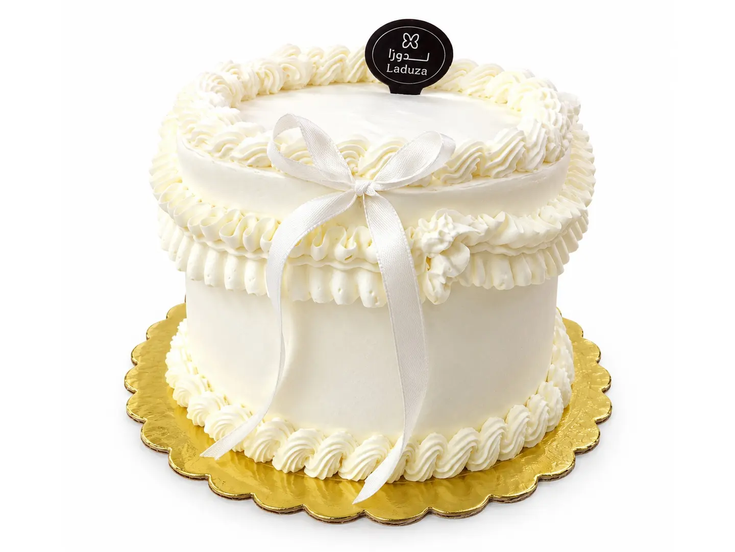 Cake With A White Ribbon Bow