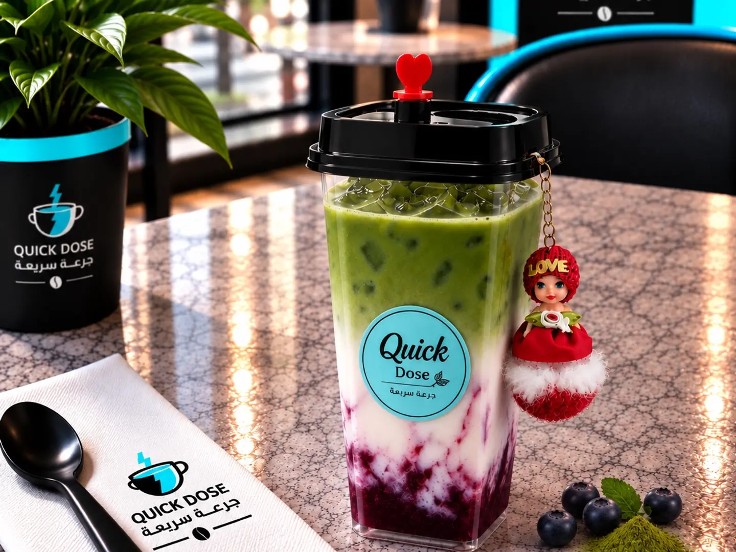 Matcha Blue Berry With A Gift Of A Teddy Bear