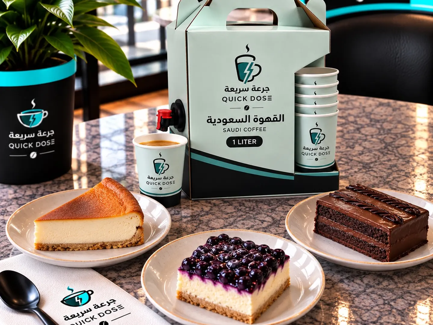 Arabic Coffee With Three Types Of Sweets And A Gift