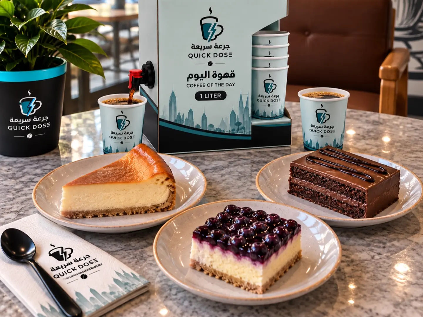 Today's Coffee, Accompanied By Three Types Of Desserts And A Gift
