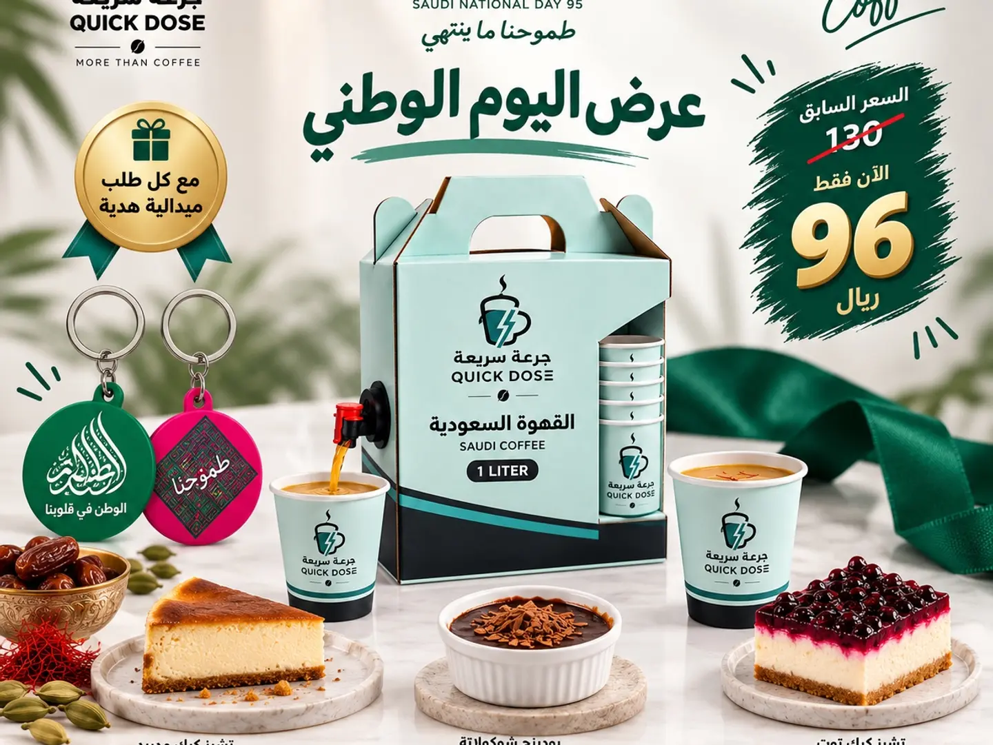 Arabic Coffee With Three Types Of Sweets And A Gift