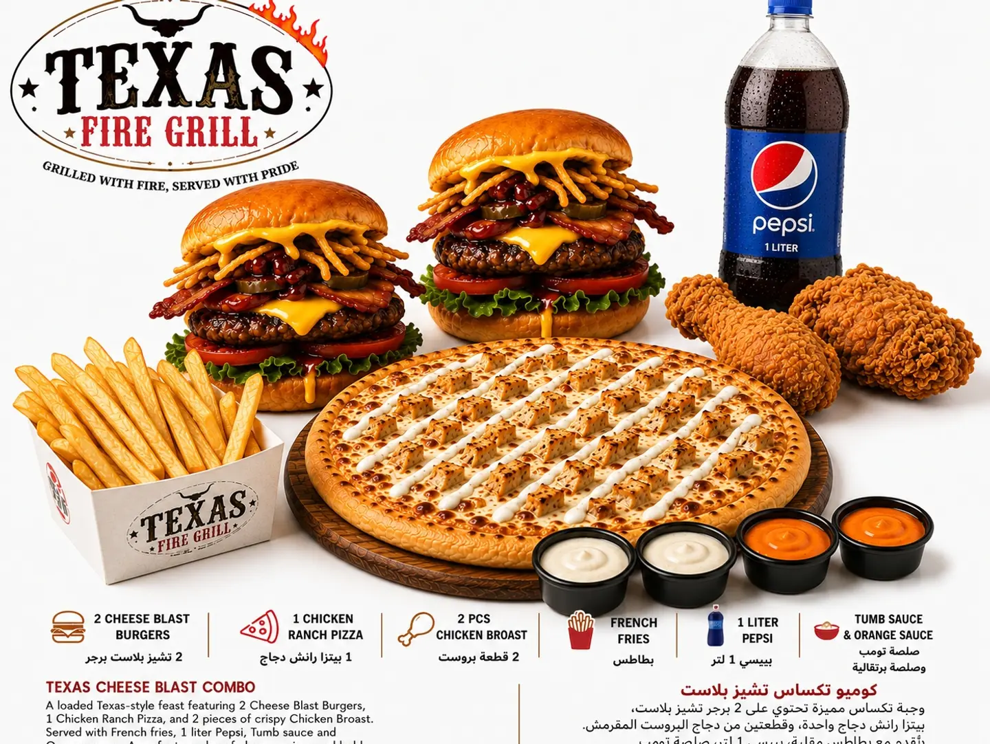 Big Eaters Family Offer 1 With 2 Burgers, Mid Pizza, 2 Broast, Drink
