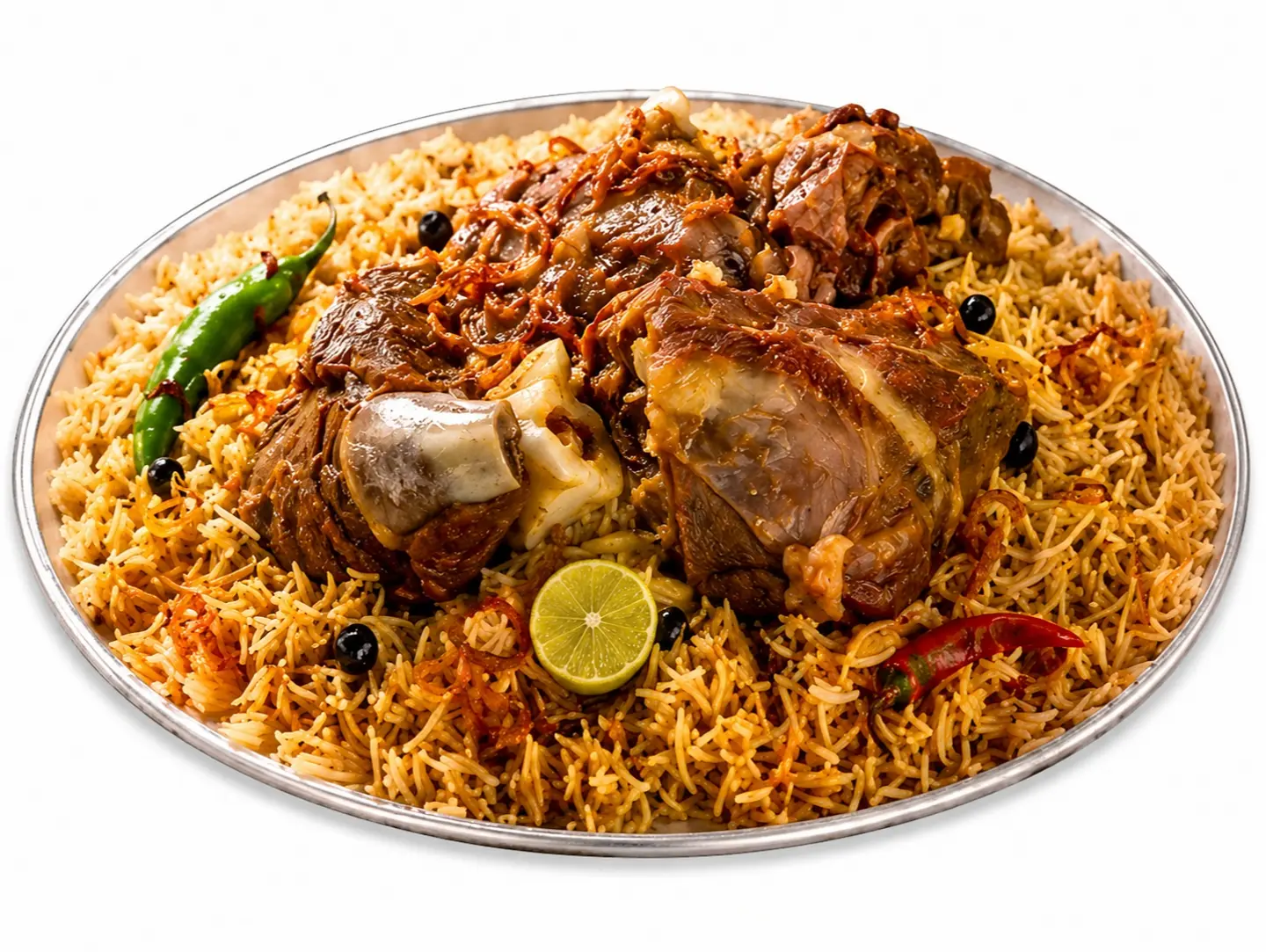 Single Portion Of Camel Meat With Mazza Rice.