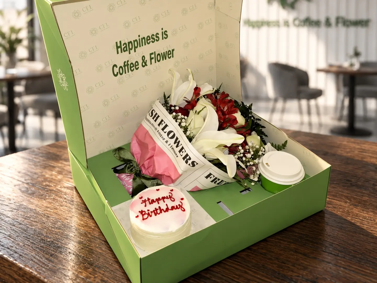 Box 4 Bento Cake, Coffee, And Flower