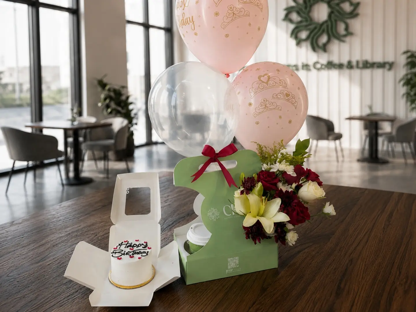 Gift Coffee, Flower & Cake