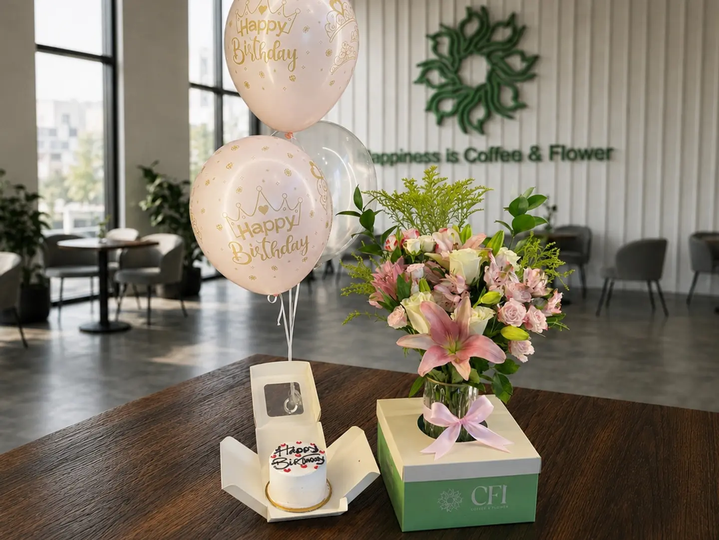 Occasion Gift Flowers, Cake & Balloons