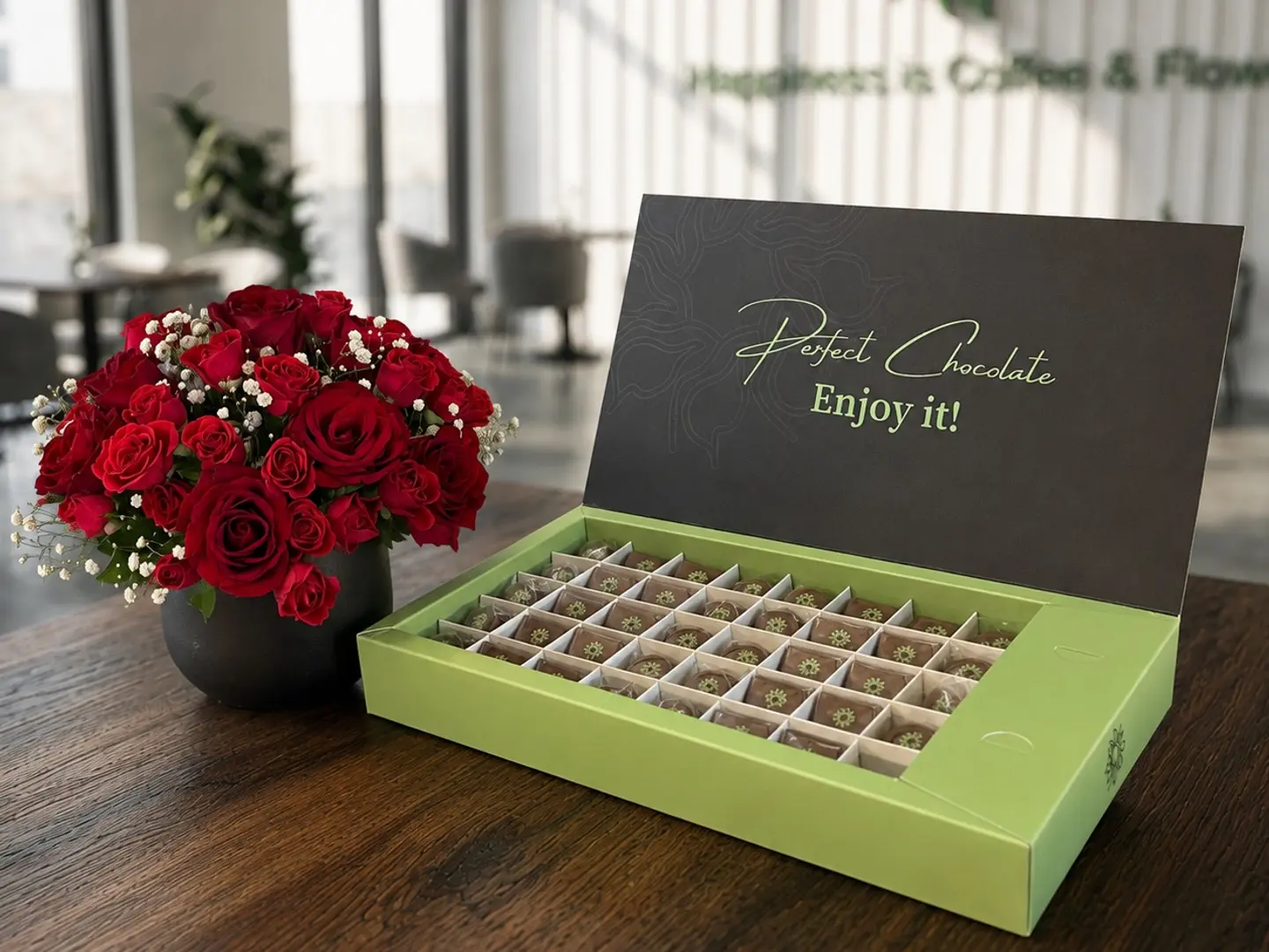 Chocolate Box With Flower Vase
