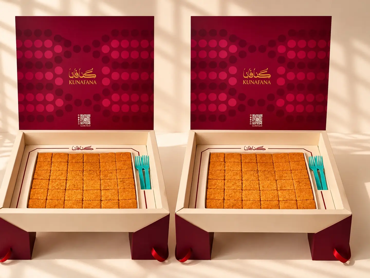 Two Families Boxes Of Toasted Milk Kunafa