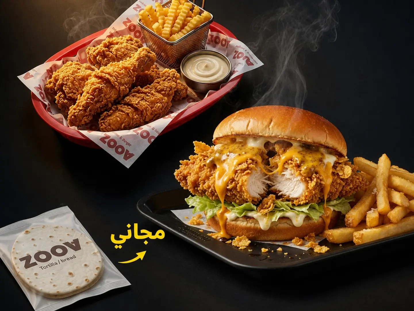 وجبة كرانشي وساندوتش برجر مجاني