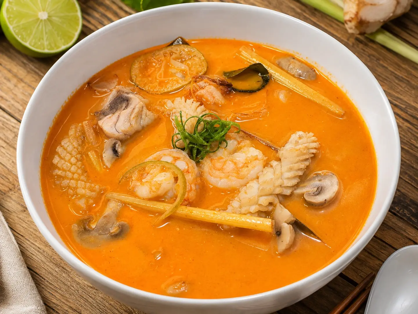 Creamy Tom Yum Seafood Soup