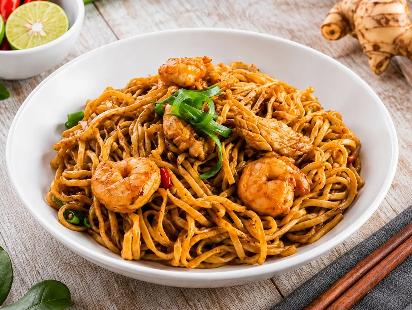 Tom Yum Seafood Fried Noodles
