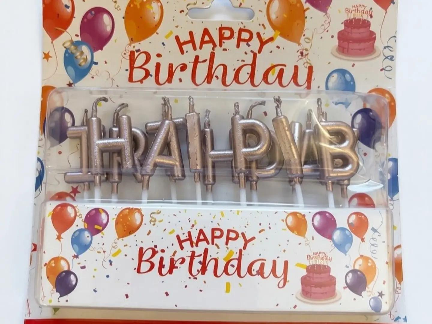 Happy Birthday Word Rose Gold Candle
