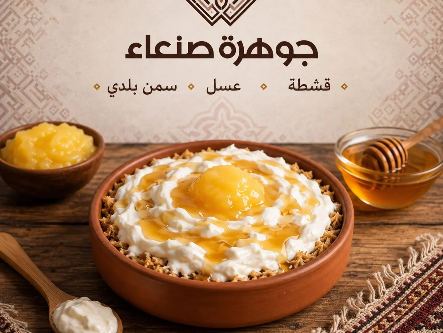 فته تمر قشطة وعسل