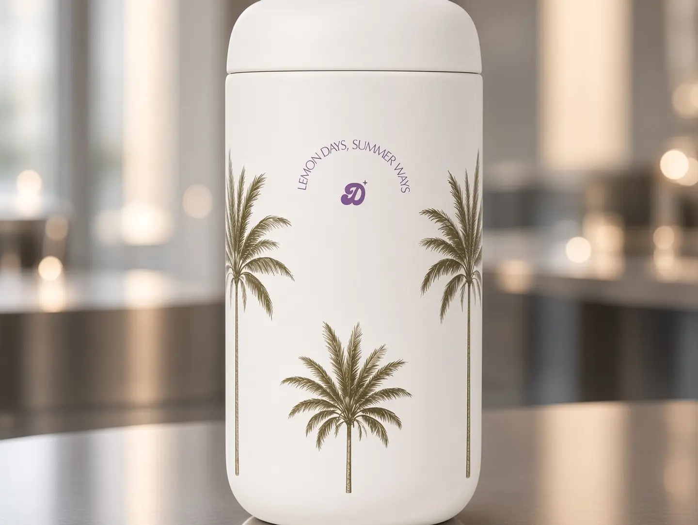 Al Ahsa White Mug With Palm Pattern