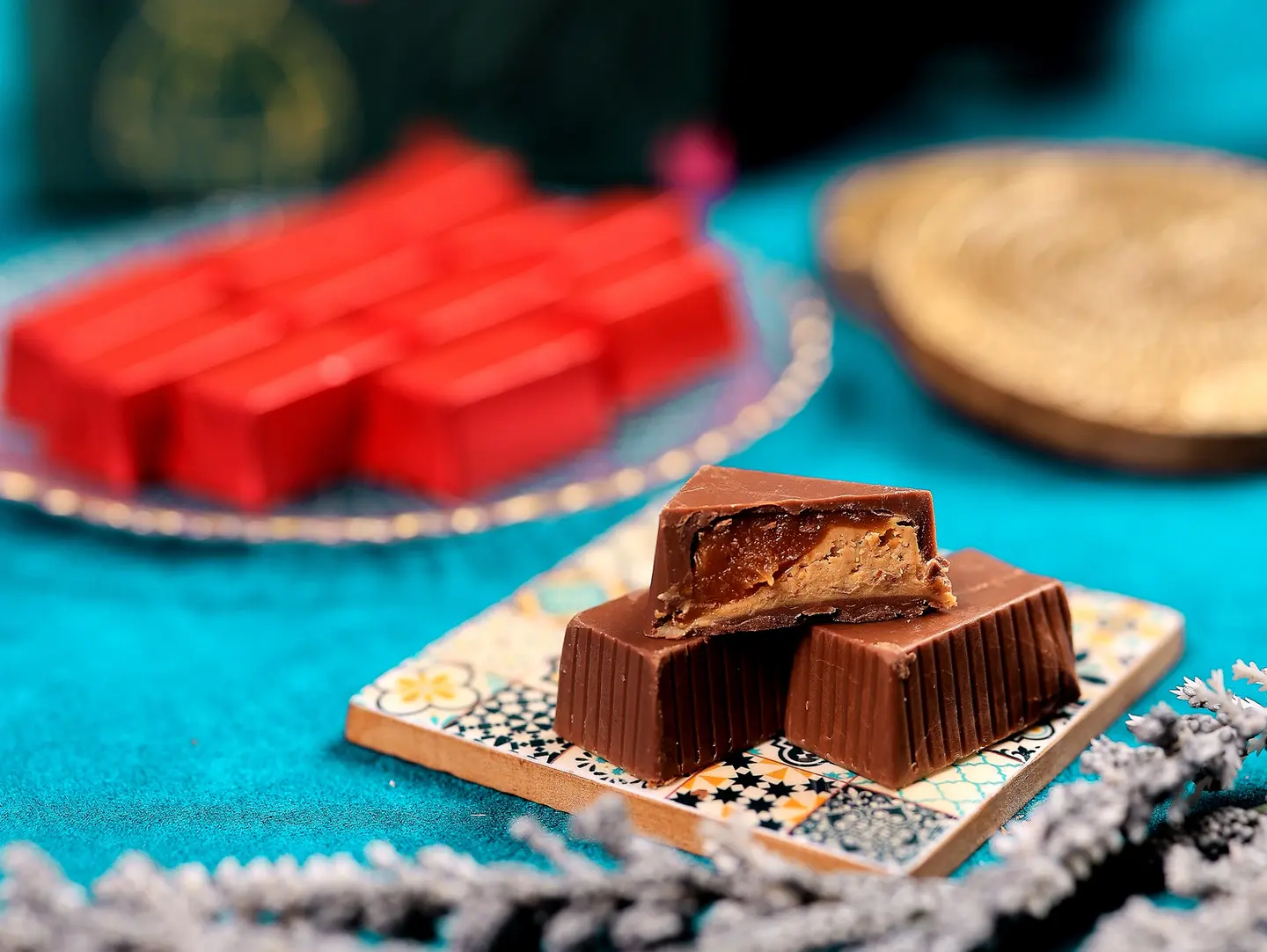 Chocolate With Croqand Layer And Caramel With Walnuts