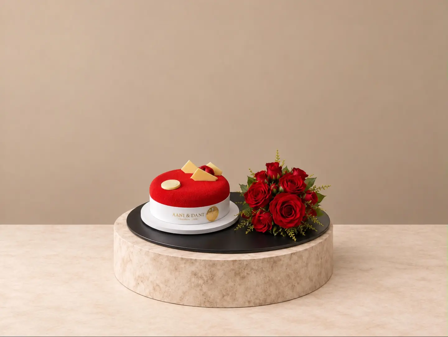 Aani & Dani 'S Red Velvet Cake With Red Roses