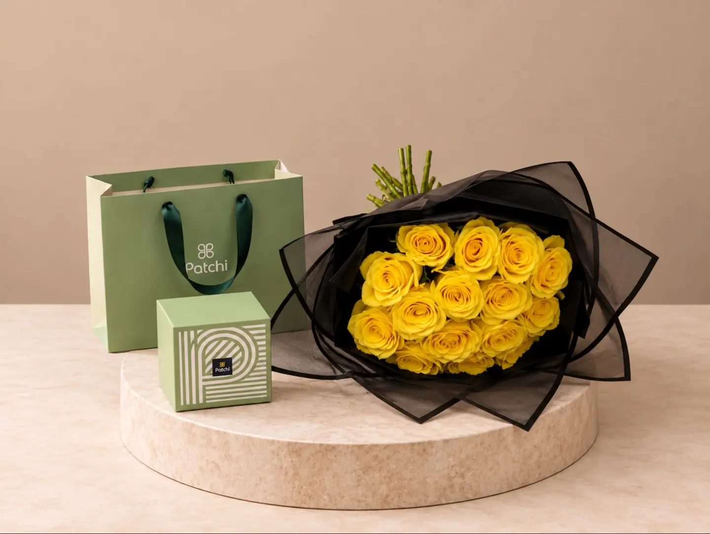 Yellow Bouquet With Patchi Chocolates