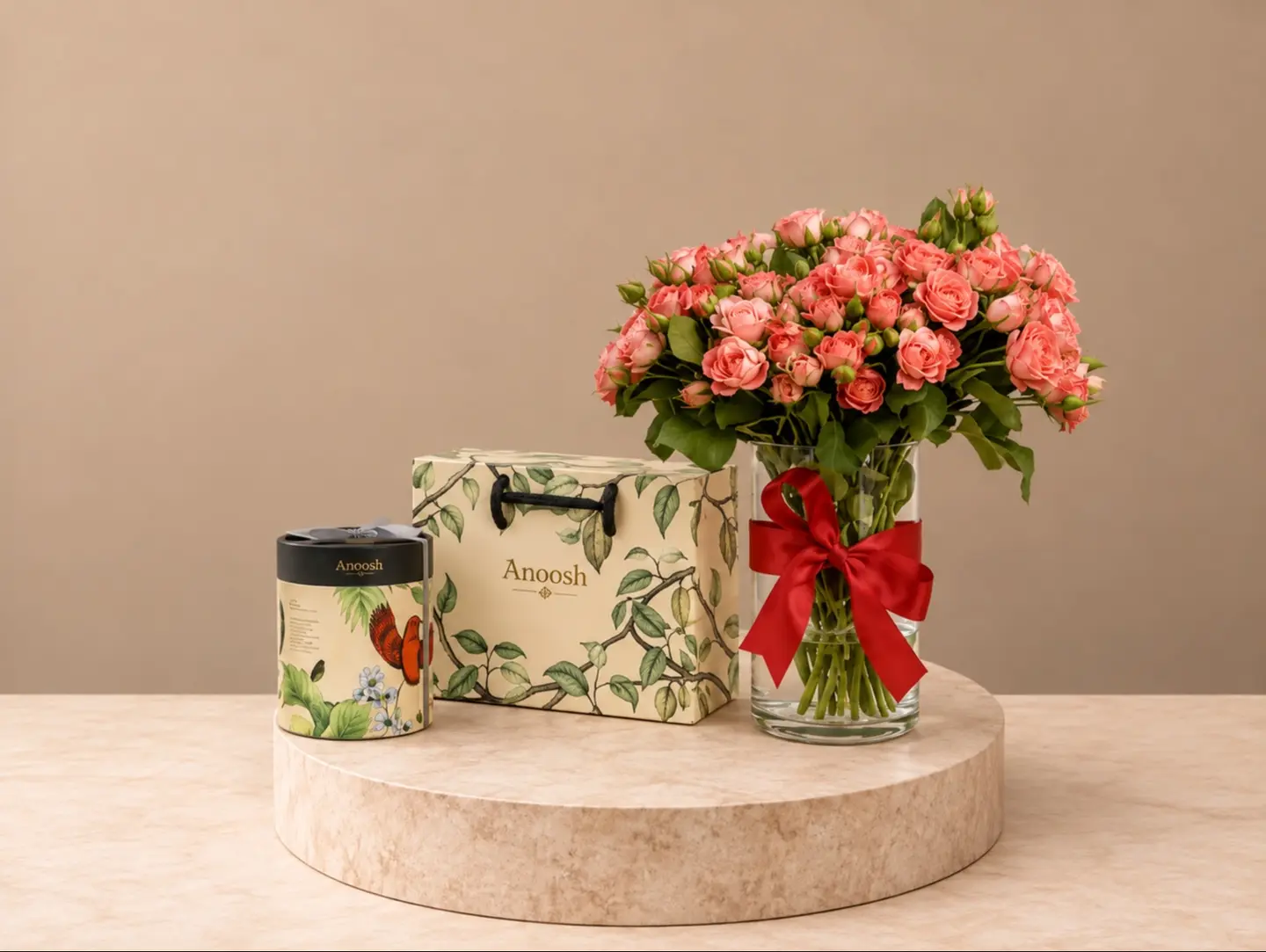 Pink Vase With Anoush Cookies
