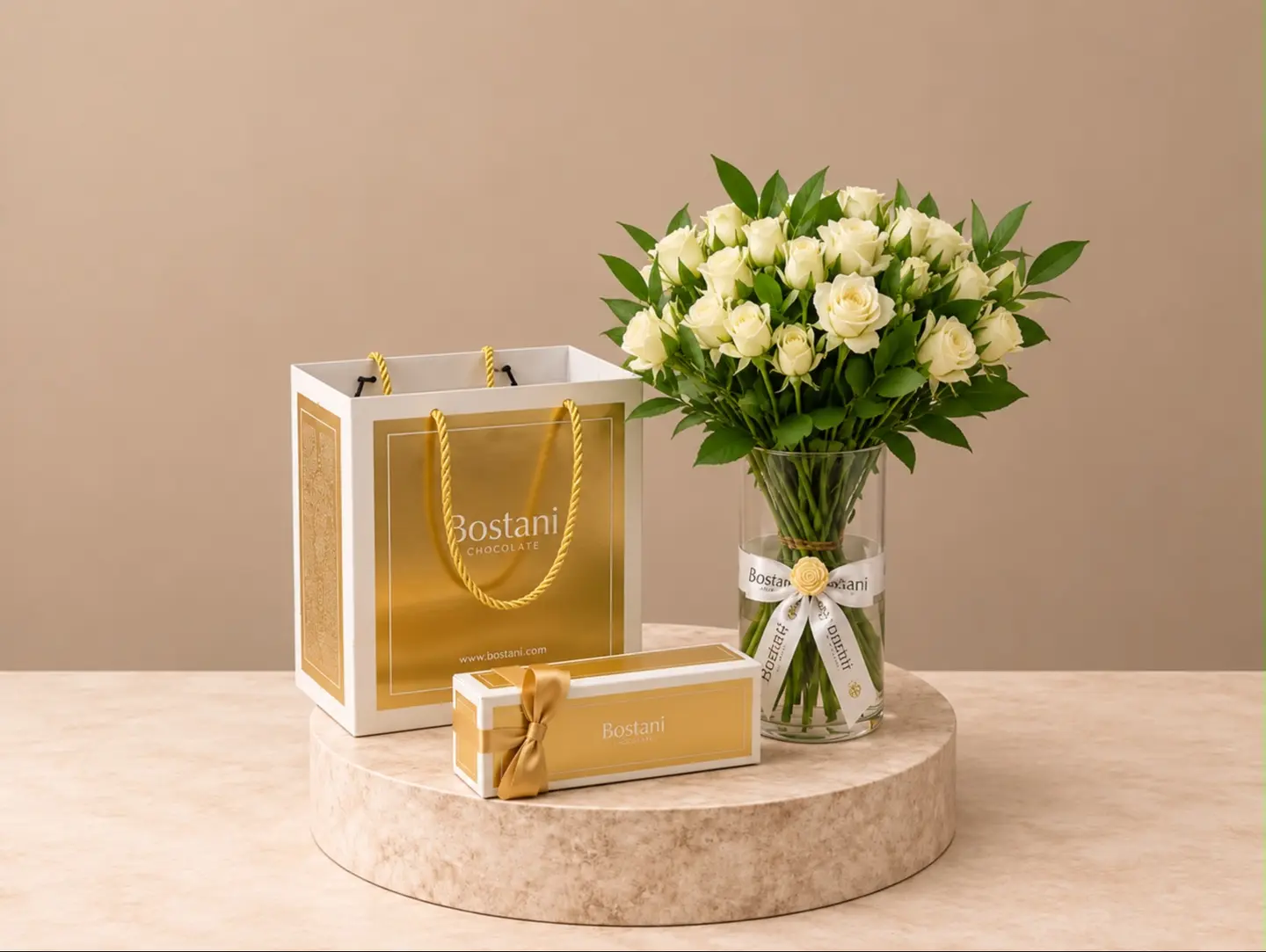 A White Vase With Garden Chocolates