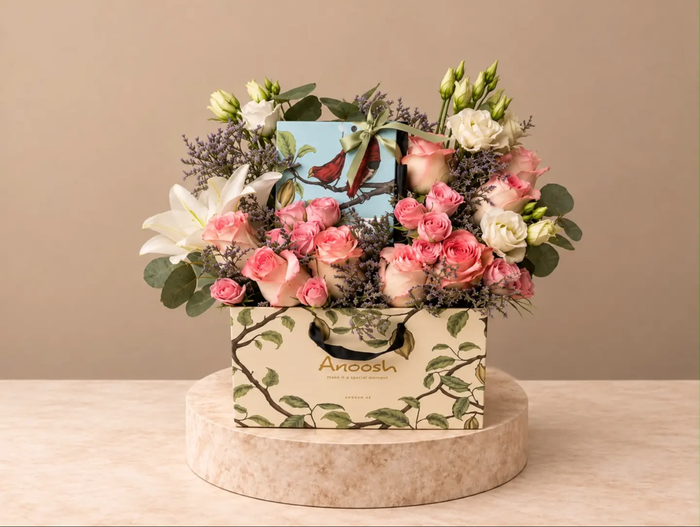A Delicate Bouquet Of Roses With Anoush Chocolates