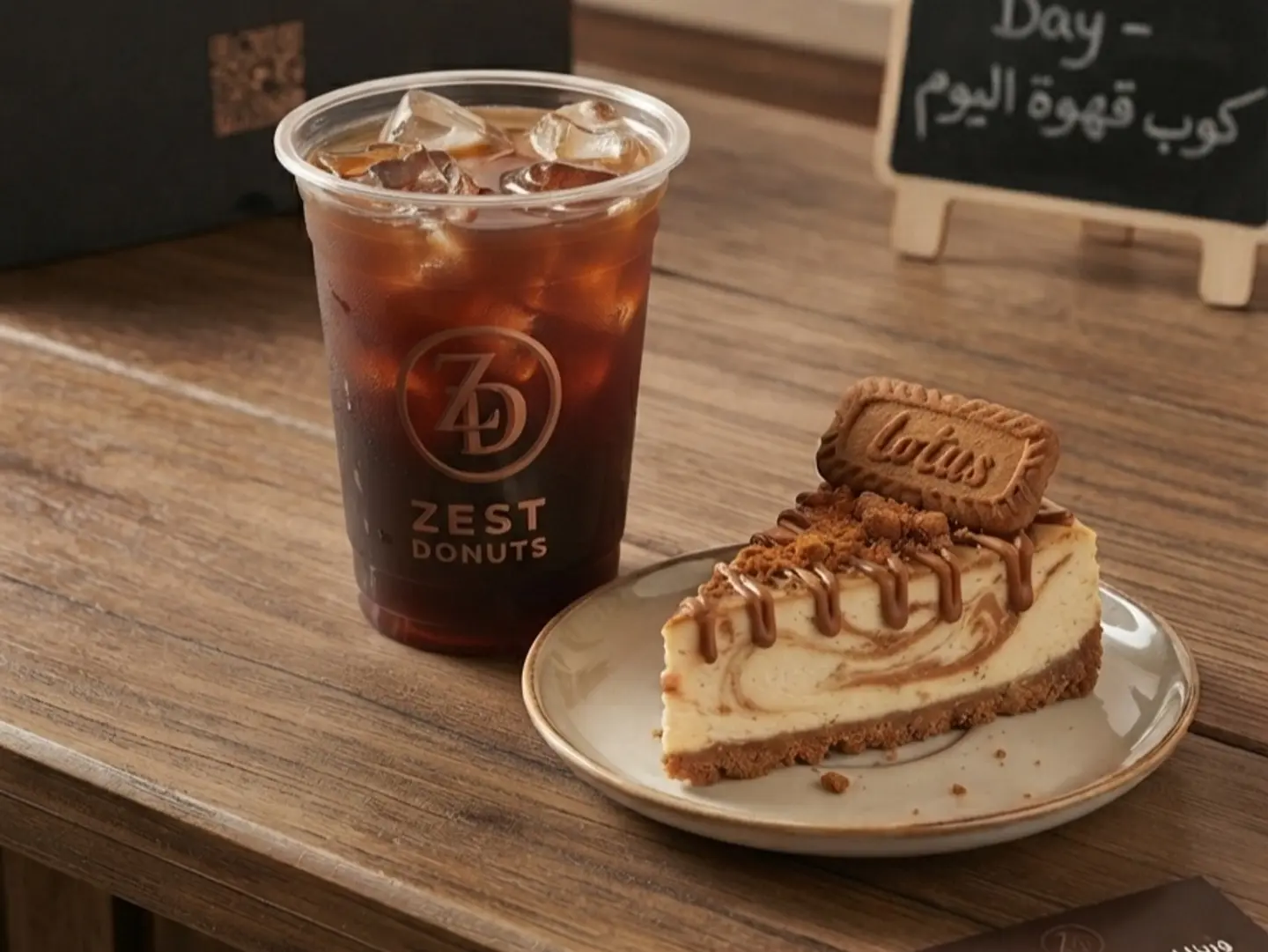 Iced Coffee With Zest Lotus Cake