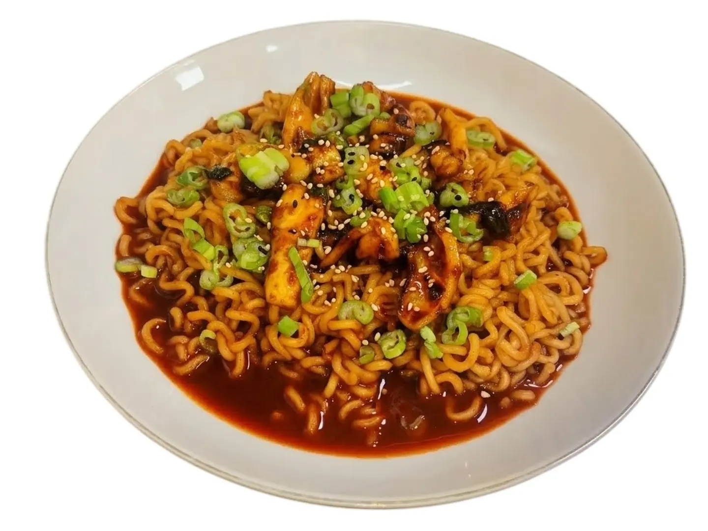 Bibigo Spicy Baby Octopus Stir Fried Ramyun Cooked