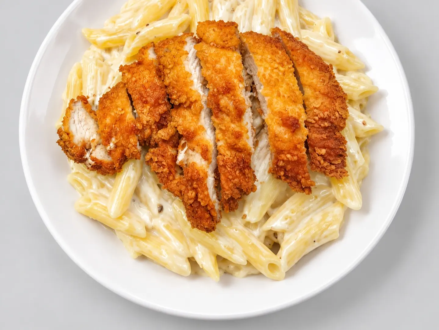 Creamy Pasta With Crispy Chicken Fillet