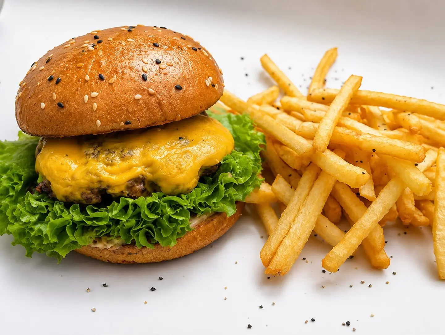 Angus Beef Burger With French Fries