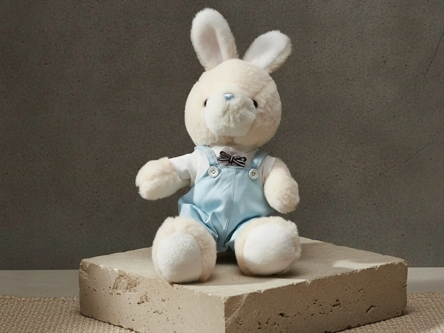 Plush Bunny Doll In Blue Clothes