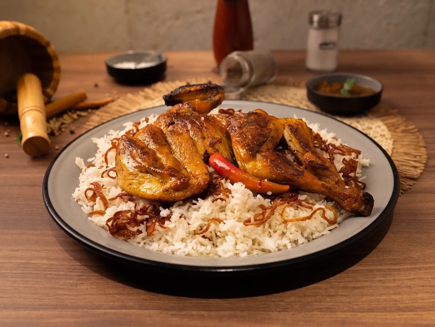 Half Madhbi Chicken - With Rice
