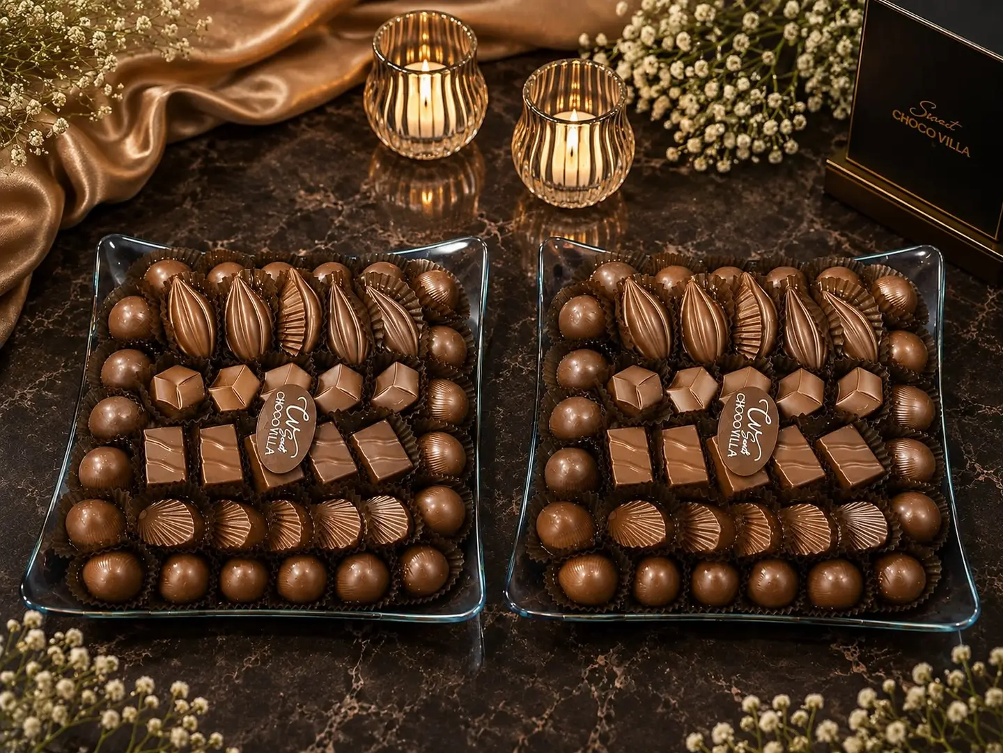 Two Trays Of Belgian Chocolate With Premium Italian Fillings
