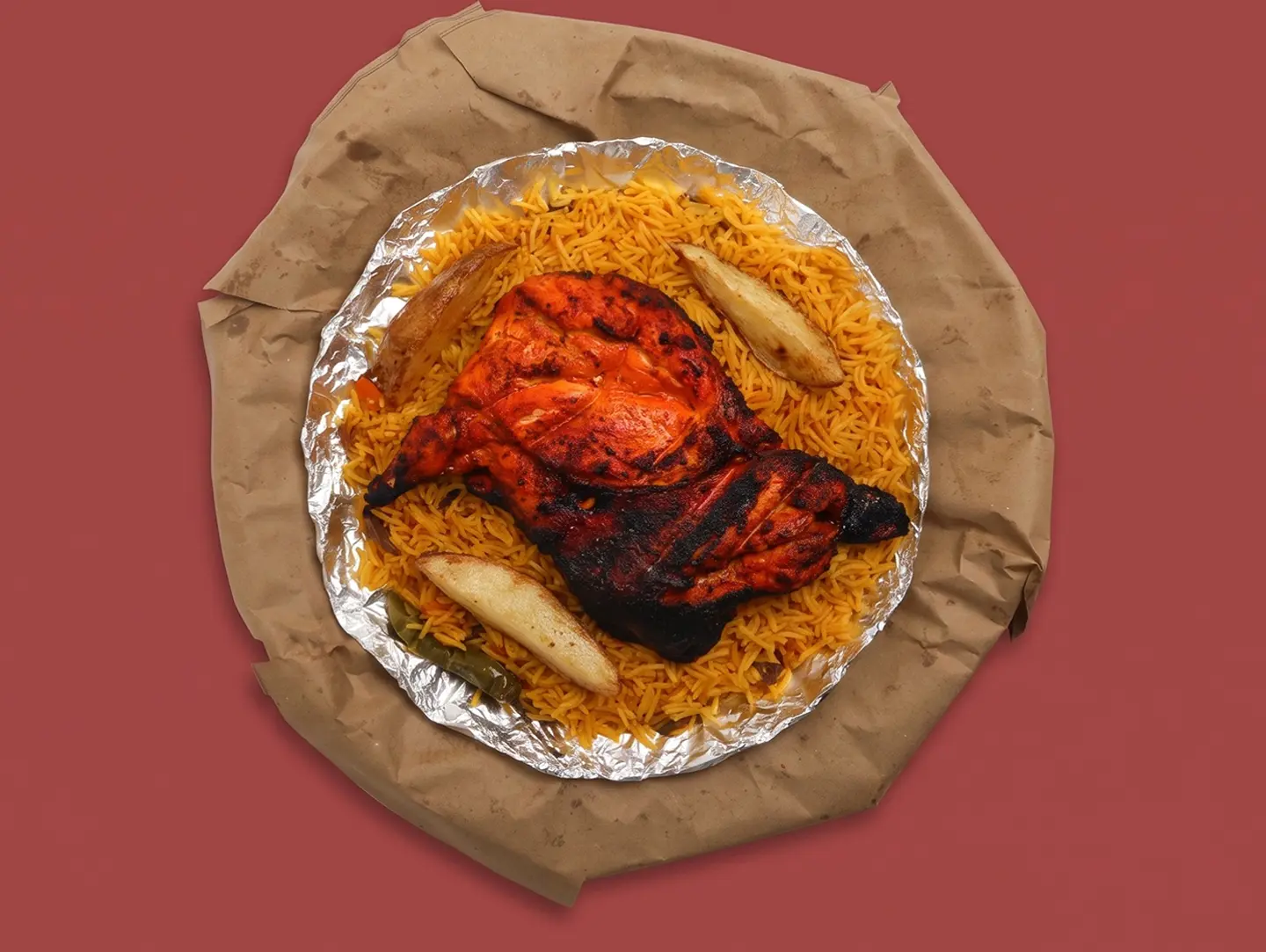 Half Charcoal Grilled Chicken With Rice