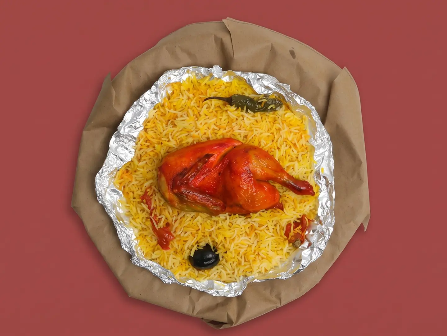 نصف دجاج مندي مع الرز