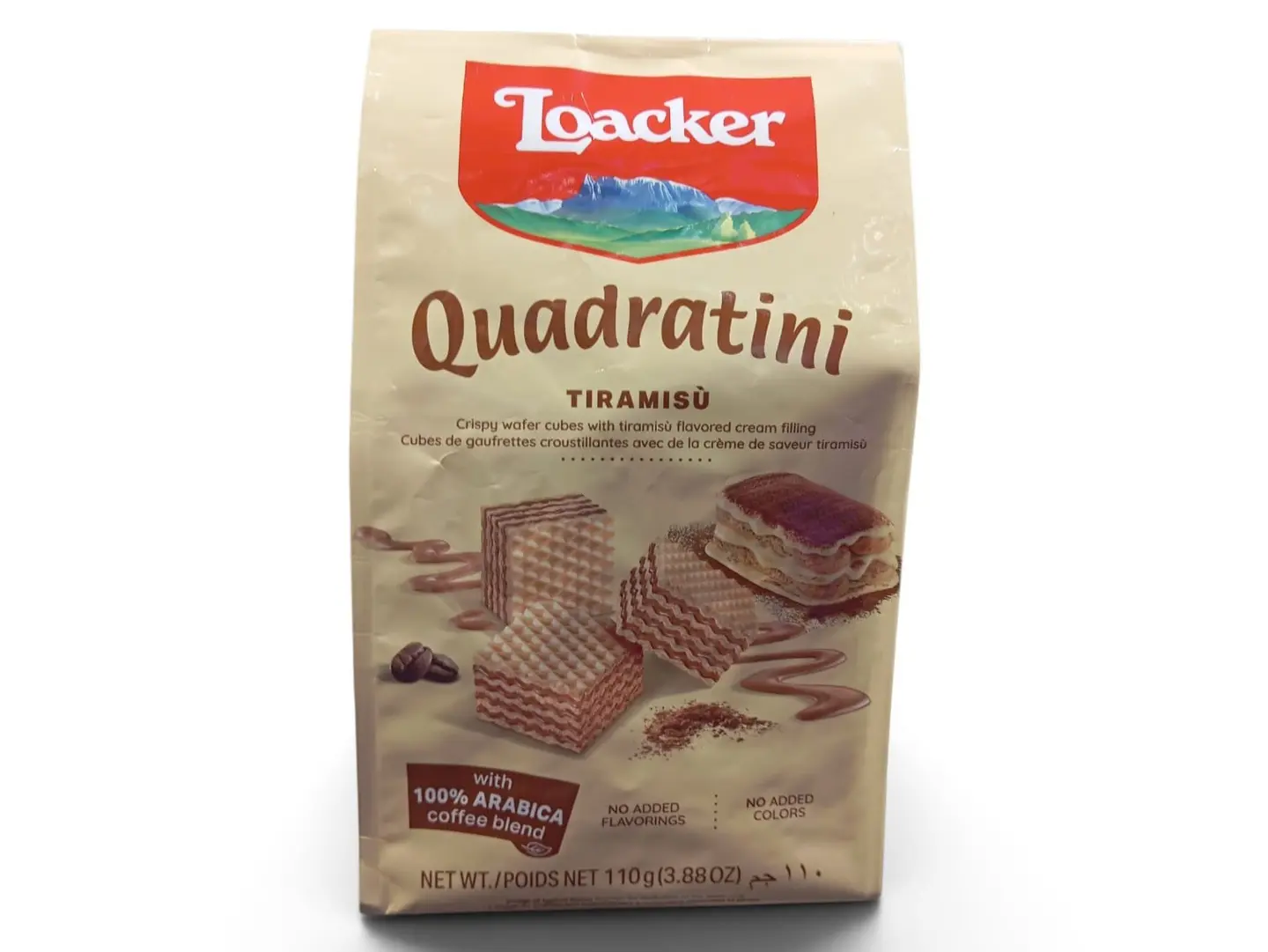 Loacker Tiramisu Flavored Cream Filled Wafer Cubes (125g Bag)