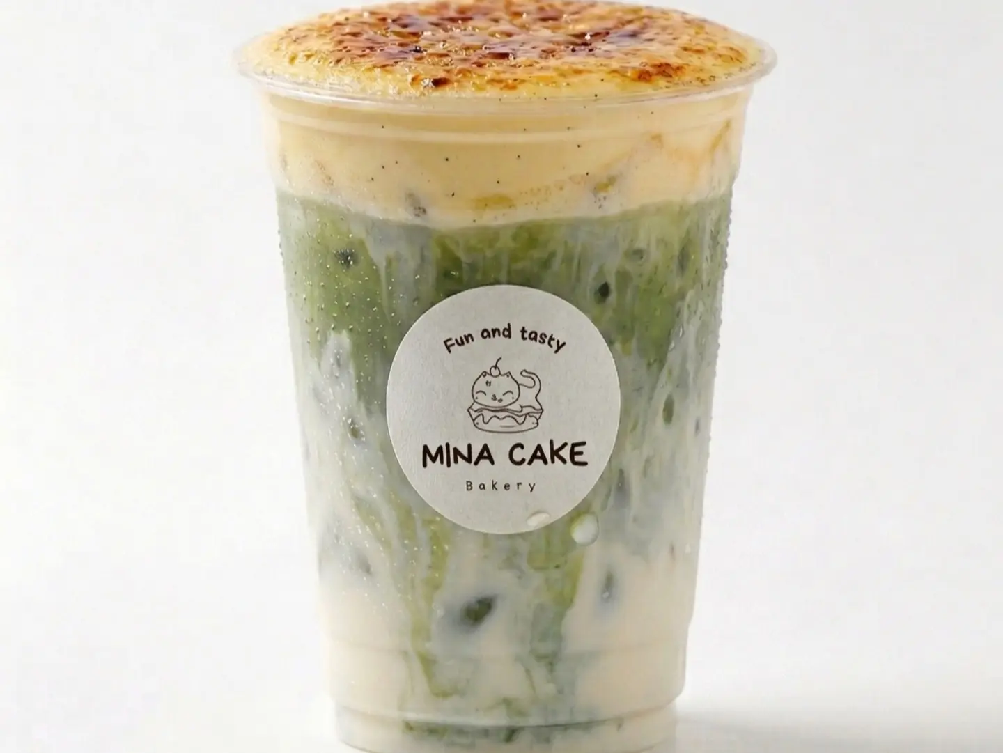 Iced Crème Brûlée Matcha With Milk And Natural Vanilla Syrup - Mini ( Oz 10 )