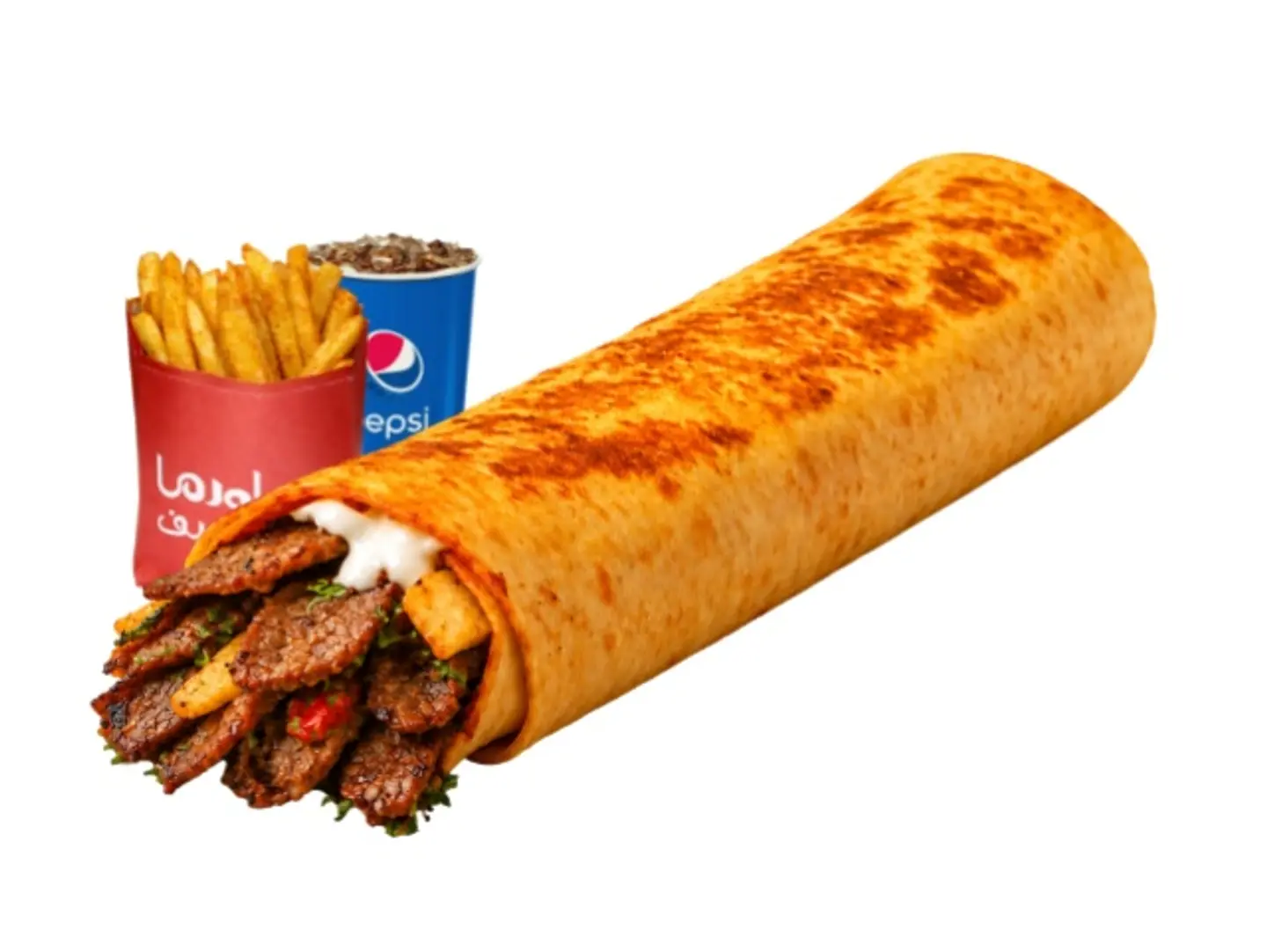 وجبة شاورما جبنة لحم - وسط
