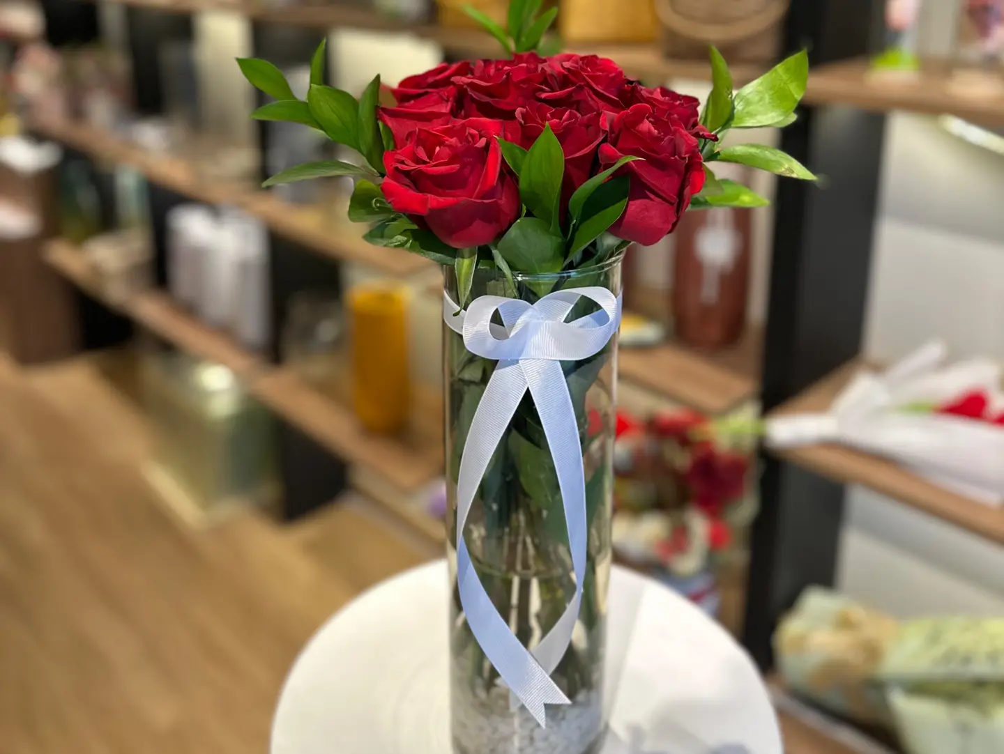 Glass Vase With Rose Red