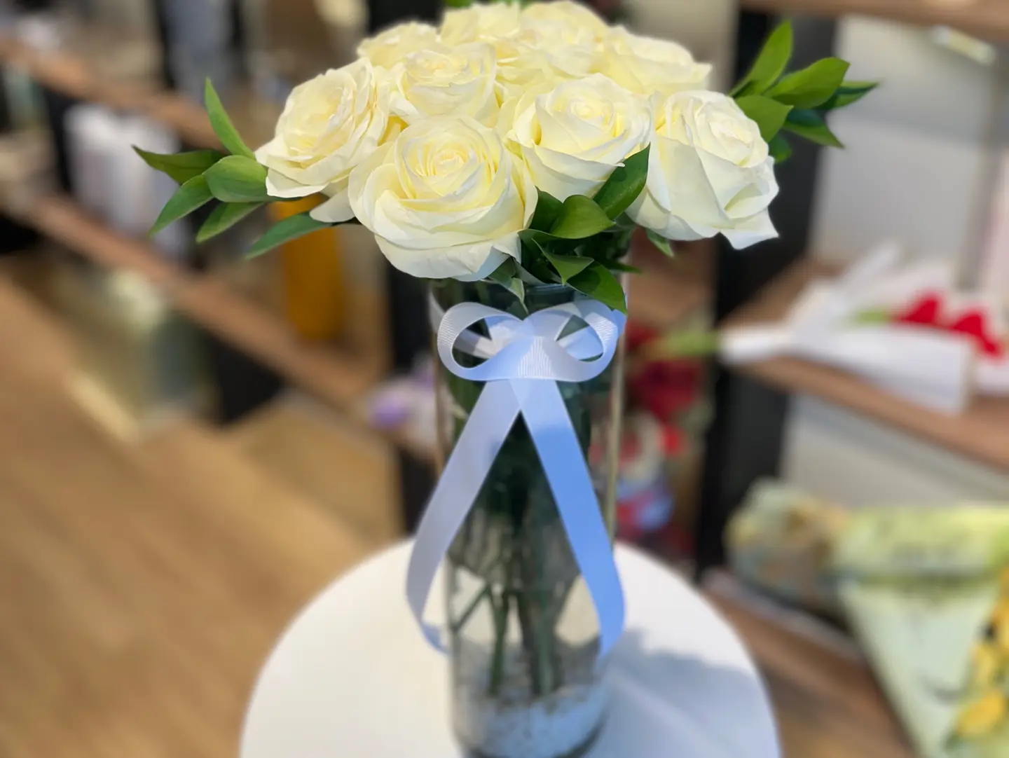 Glass Vase With Rose White