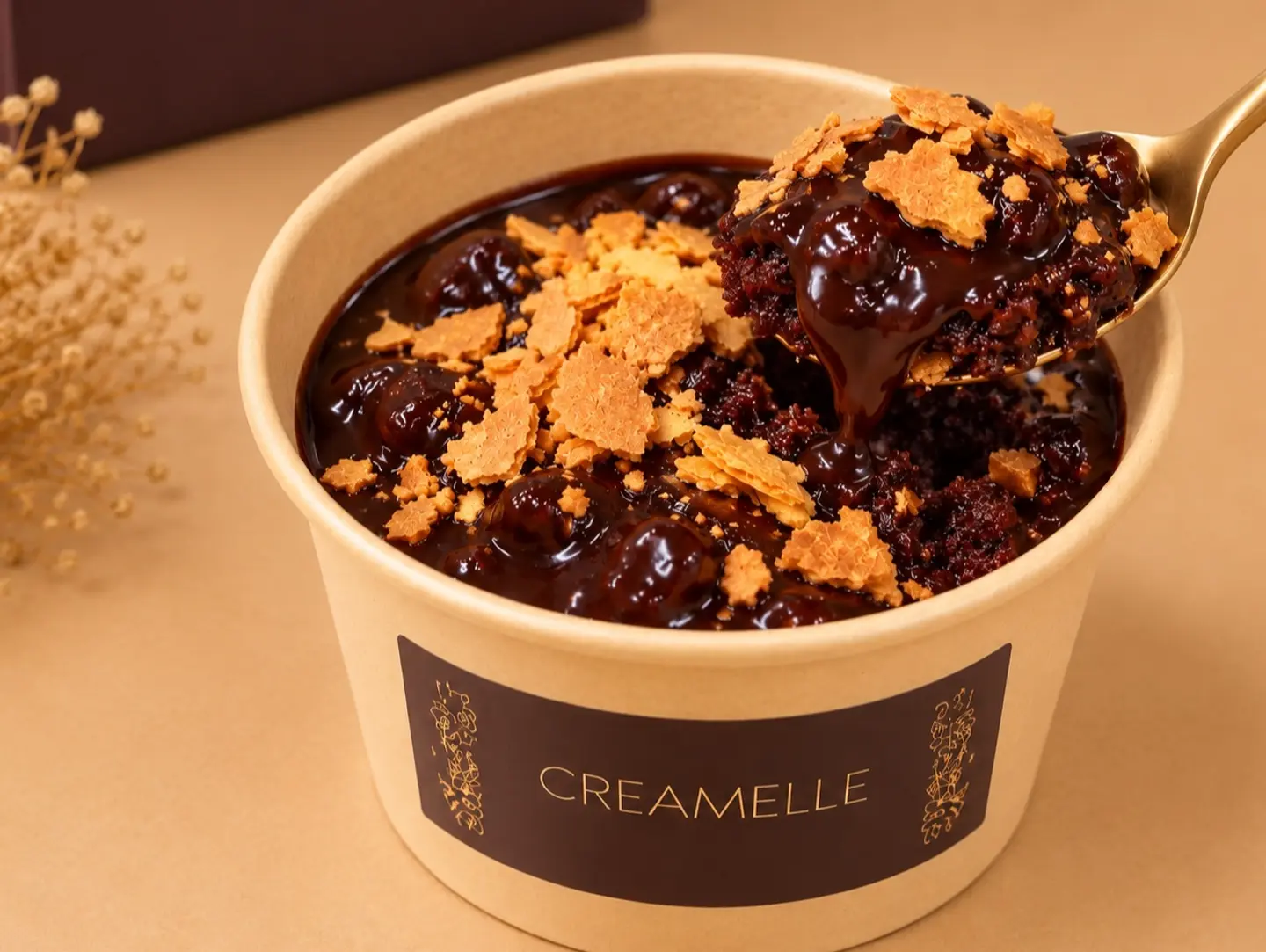 Warm Chocolate Fudge Crunch Cake