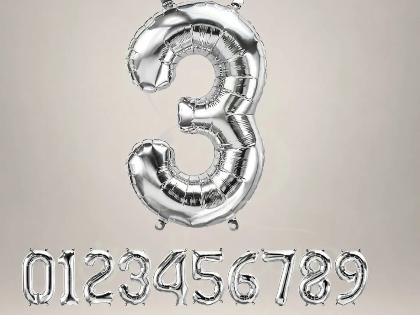 Silver Number Balloon