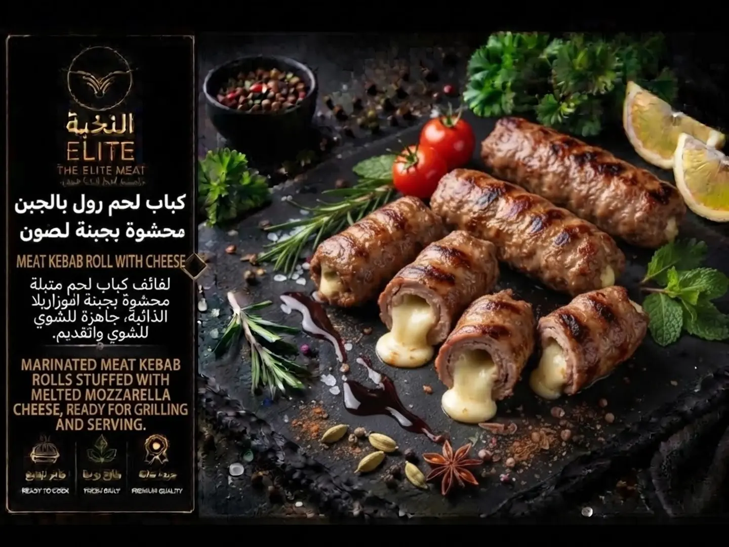 كباب لحم رول بالجبن صحن