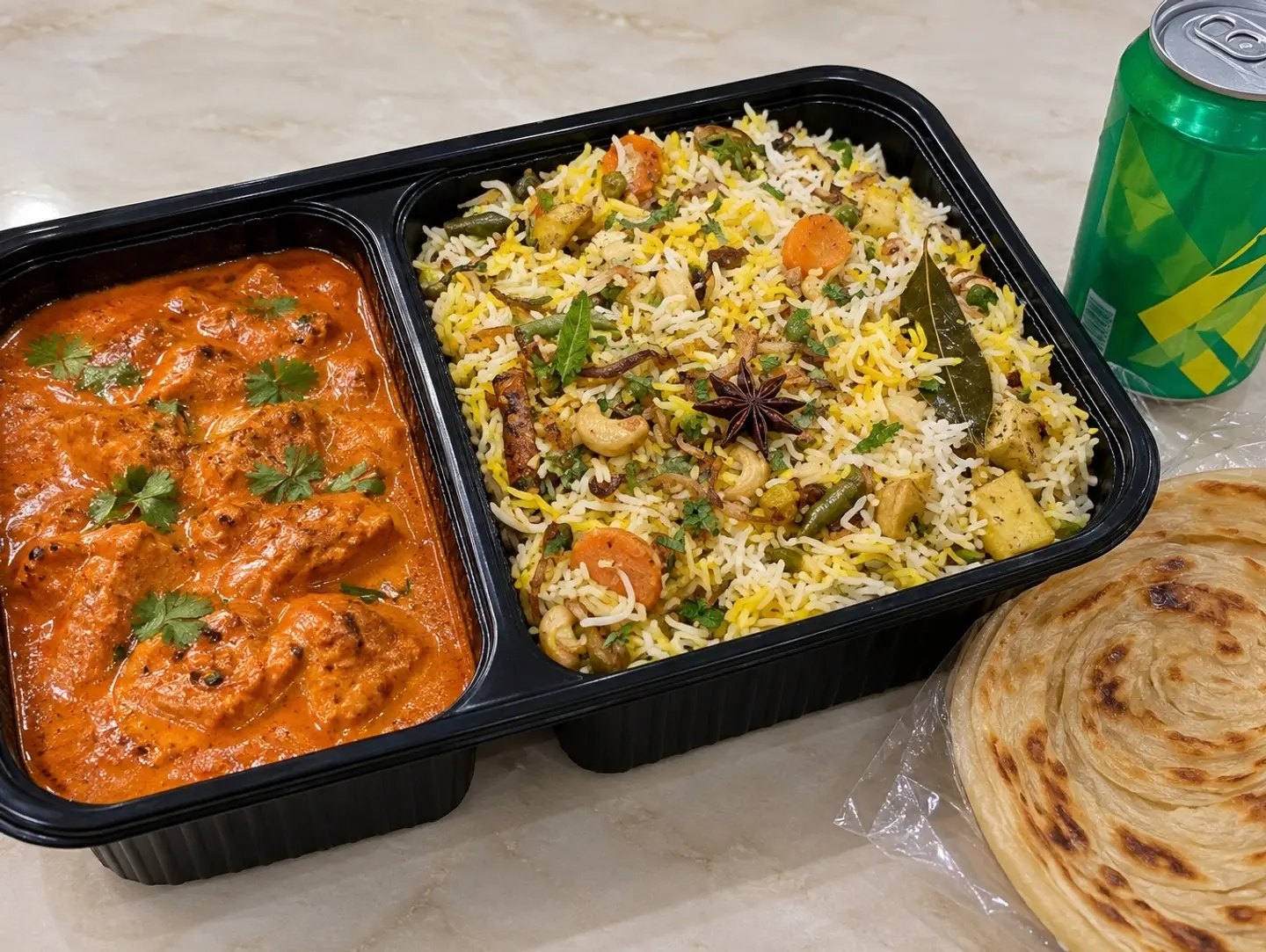 Royal Butter Chicken & Biryani Meal Bread+ Drink