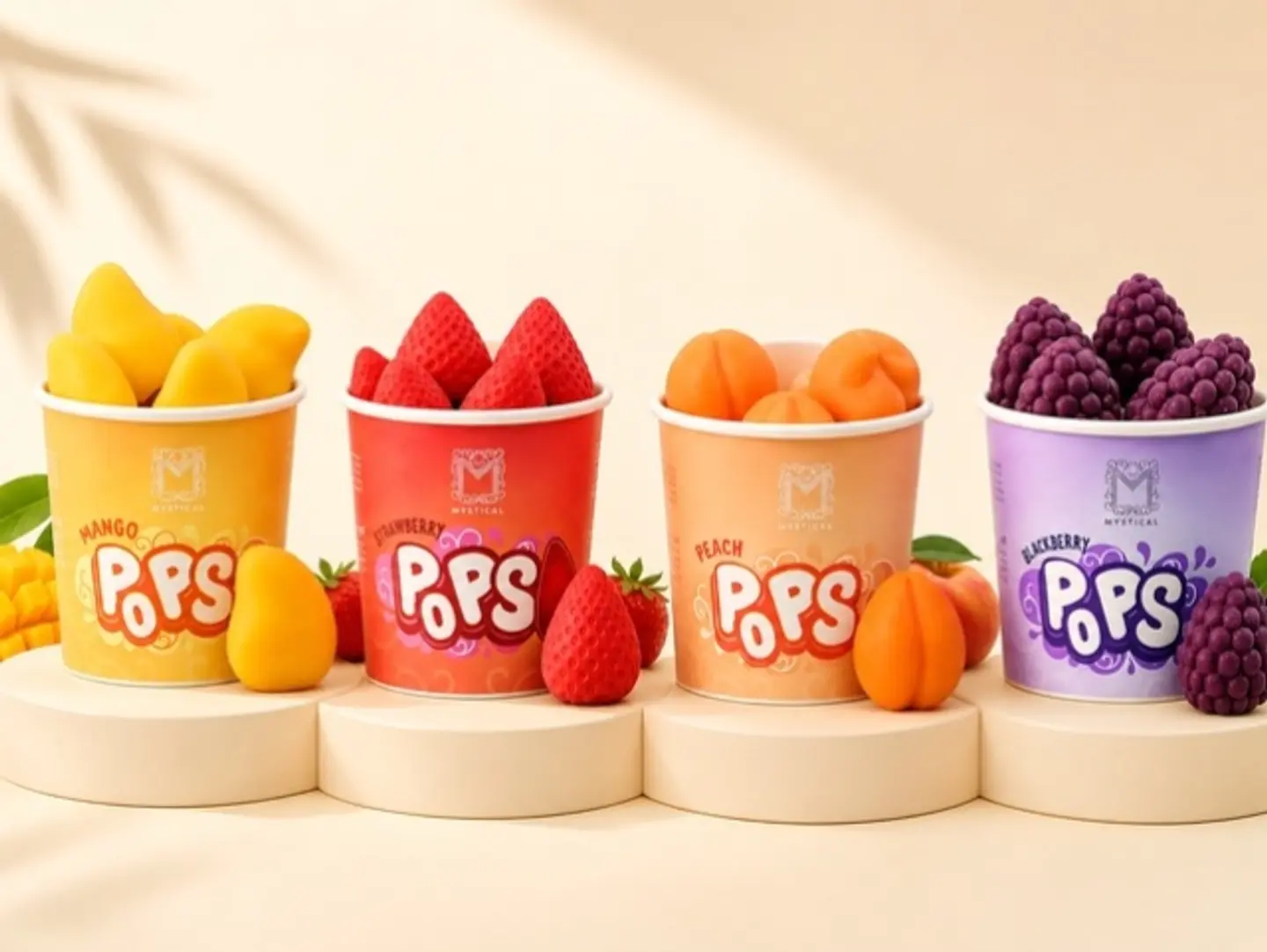 Pops Bundle 4 Flavors Peach, Mango, Blueberry, Strawberry